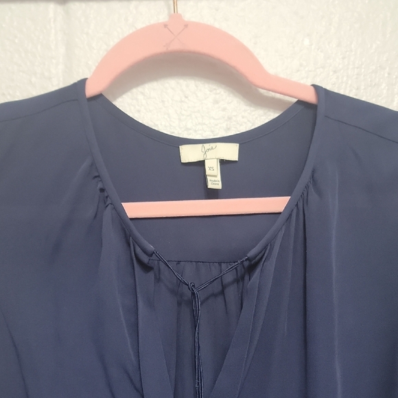 Joie Deep Blue Silk Blouse with Tassel Details - Picture 10 of 14